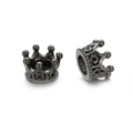 Gunmetal crown beads with micro-pave cubic zirconia for DIY jewelry making - Gun Black Black Zirconia