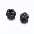 Gunmetal black geometric large hole spacer bead with micro-pave black zircon stones - Gun Black Black Zirconia