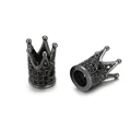 Black crown charm beads with cubic zirconia for DIY jewelry making and bracelets - Gun Black Hollow Crown Spacer (ZJ2404H)