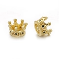 Golden crown spacer beads with black zircon inlay for DIY bracelet and necklace jewelry - Gold Black Zirconia