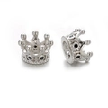 Silver crown spacer beads with black cubic zirconia for DIY jewelry making and bracelets - Silver Black Zirconia