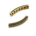 Black zircon micro-pave curved tube slider bead for DIY jewelry making accessories - Gold Black Zirconia