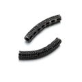 Curved copper tube bead with micro-pave black cubic zirconia for DIY jewelry making - Gun Black Black Zirconia