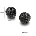 10mm black pave zircon ball beads for jewelry making with 2g weight details - 10mm Gun Black Pave Black Zirconia Ball (ZJ2417H)