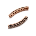 Rose gold copper tube beads with black zircon pavé for DIY jewelry making - Rose Gold with Black Zircon