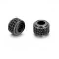 Black cylindrical copper beads with micro-paved black zircon for DIY jewelry making - Gun Black Black Zirconia