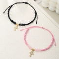 Braccialetti dell'amicizia regolabili con perline e ciondoli a croce con diamanti - Bracciale Intrecciato Ciondolo Croce (ZJ14648)