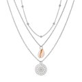 Collier bohème argenté à trois rangs avec pendentif en coquillage et soleil mandala - Style Triple Pendentif Soleil Coquillage Bohème (ZJ12063)