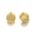Colgantes de corona dorados con circonitas micropavé para creación de joyas DIY - Dorado