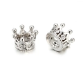 Close-up of silver crown bead with micro-pave cubic zirconia for DIY jewelry making - Silver White Zircon