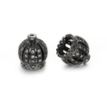 Abalorio de corona hueca en acabado gunmetal con circonitas blancas para joyería DIY - Negro de Humo