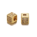Μακροεντολή χρυσών κυβικών χαντρών με ζιργκόν για χειροποίητα κοσμήματα DIY - Χρυσό Λευκό Ζιργκόν