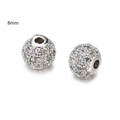 8mm zilveren kraal met zirkonia bestrating voor sieraden maken met heldere kristallen - Zilver Witte Zirkonia