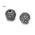 Zwarte 8mm tussenkraal met zirkonia micro-pave zetting voor het maken van sieraden - Gunmetal Witte Zirkonia