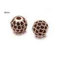 Roségouden 8mm ronde kraal met zwarte stenen voor het maken van DIY sieraden - Roségoud met zwarte zirkonia