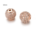 Cuentas espaciadoras de 10mm cobre oro rosa con circonitas blancas para joyería - Oro Rosa Blanco Estrás