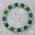 Bracciale elastico antistress con occhio di tigre naturale e avventurina verde - Stile Elastico Giada Verde Chiaro Occhio di Tigre (ZJ14096)