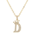 Close-up of golden crown letter D pendant with sparkling zircon micro-paving for women - Letter D / Gold