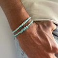 Set di bracciali multistrato stile bohémien in turchese con perline a cuore e quadrate - Stile Cuore & Quadrato Turchese (ZJ13253)