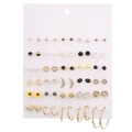 36 pairs of gold-tone geometric earrings set with pearls and rhinestones on card - Gold Circle Matrix Style (ZJ2956)