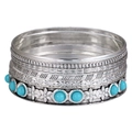 10-piece punk style silver alloy bracelet set with turquoise beads and geometric patterns - Antique Silver Artificial Turquoise Set (ZJ9967)