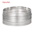 14-delige set zilveren boho-armbanden met gladde en gestructureerde ruitpatronen - Zilveren Diverse Textuur Stapelbare Stijl (ZJ10288)