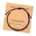Handmade Morse code bracelet for Godmother with black beads on a minimalist card - Godmother (ZJ4306)