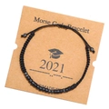 Detail of handmade Morse code bracelet with black beads on a 2021 graduation card - 2021 Graduation (ZJ4310)
