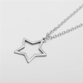 Macro shot of silver hollow star pendant with polished finish on sleek link chain - Hollow Star Style (ZJ3254)