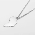 Macro shot of silver polished stainless steel Africa map pendant on a cable chain - Africa Map Style (ZJ3830)