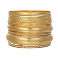 Set van 9 goudkleurige gelaagde armbanden met gedraaide texturen en glanzende strasstenen - Gouden Strass Decor Stapelbare Stijl (ZJ11241)