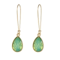 Elegant gold drop earrings with multifaceted light green gemstones in minimalist style - Light Green (ZJ2938)