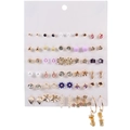 Close-up of 30 pairs earring set with pearls, rhinestones and floral geometric designs - Gold System Artificial Stone Style (ZJ2983)