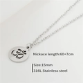Silver 316L stainless steel Om pendant necklace with 60+7cm chain and 15mm round charm - Om Symbol Style (ZJ4772)