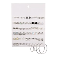 Detail view of diverse earring set featuring pearls, rhinestones, stars, and flowers - Geometric Pearl Silver Style (ZJ2890)