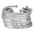Set van 6 zilveren boho-armbanden met hart- en stermotieven in een minimalistische stijl - Zilveren Geometrische Totem Manchet Stijl (ZJ12513)