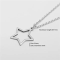 Silver hollow star pendant necklace in 316L stainless steel with a punk hip hop style - Star Style (ZJ3254)
