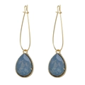 Elegant gold teardrop earrings featuring faceted light blue crystals on a clean white background - Light Blue (ZJ3187)