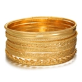 Boheemse 18K vergulde meerlaagse armbandenset met verschillende texturen voor dames - Gouden Gemengde Textuur Stapelbare Set (ZJ12663)