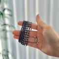 Stacked hematite bead bracelet set for women with polished dark grey metallic finish - Hematite Stacked Wrap Style (ZJ12973)