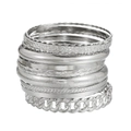Set van 10 vintage zilveren armbanden met schakels en verschillende texturen - Zilveren Kettingvorm Gemengde Set (ZJ12486)