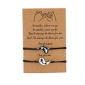Set of two Yin Yang koi fish beaded cord bracelets for couples on kraft card - Black And White Koi Fish Bracelet (ZJ7124)