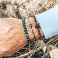 3-piece men's punk hematite bead bracelet set with evil eye and crown charms - Evil Eye Crown Three-Piece Set (ZJ12983)