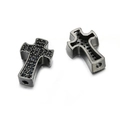 DIY cross jewelry pendant in gun black metal finish with black pavé zircon stones - Gun Black Cross Pave Black Zirconia (ZJ2402H)