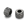 Gun black gunmetal barrel bead with micro-pave zircon stones for DIY bracelets - Gun Black Pave White Zirconia Cylinder (ZJ2415)