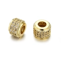Gold plated copper cylinder charm with micro-set zircons for DIY jewelry making - Gold Pave White Zirconia Cylinder (ZJ2415)