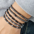 Five-piece handmade beaded bracelet set with metallic hematite and matte black stones - Hematite Matte Disc Beads Style (ZJ13168)