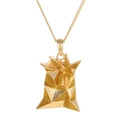 Golden Egyptian style geometric pendant necklace with polished and frosted finish - Geometric Polygon (ZJ4576)