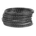 Set van 20 zwarte metalen armbanden met geometrische textuur voor een gelaagde look - Zwarte ruitpatroon gelaagde armbandcollectie (ZJ12483)