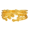 Set di 8 braccialetti rigidi dorati hip hop punk con motivi realistici a pugno - Stile Aperto Motivo a Mano (ZJ13935)